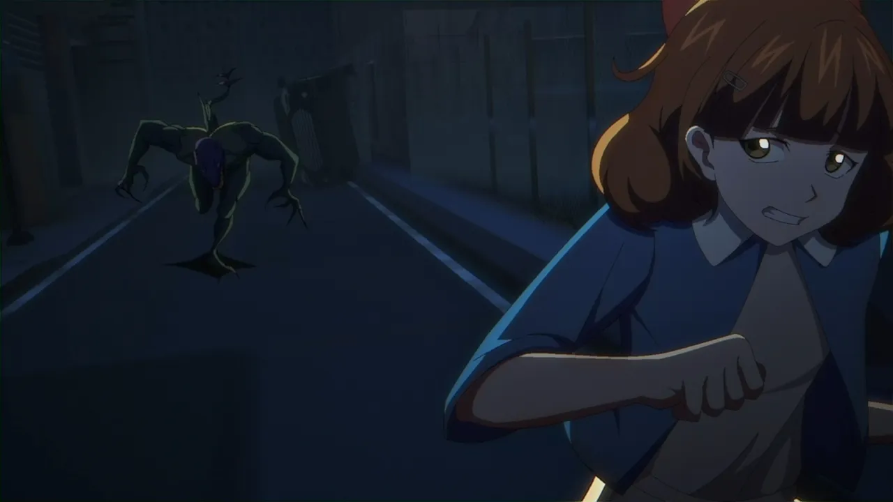 Anime-style cutscene of a girl and a shadow creature in Dead of Darkness 2