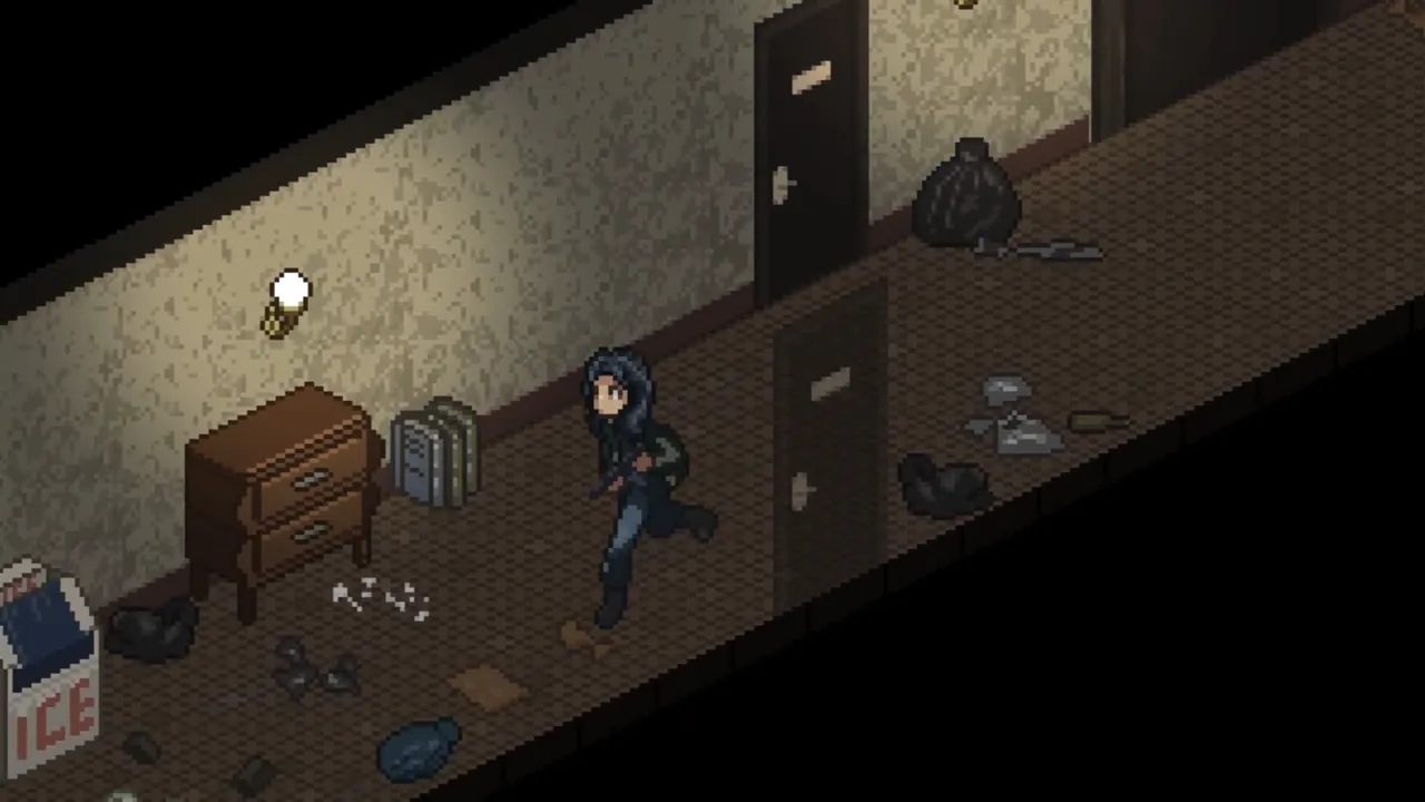 Isometric apartment hallway with a dresser in Dead of Darkness 2