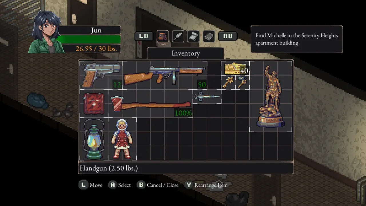 Grid inventory with a weight limit in Dead of Darkness 2